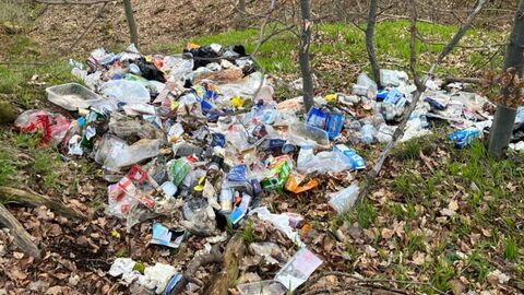 Stinkender Müll im Waldgebiet der „Lichten Heide“ bei Carlsdorf im Revier Waldhaus unweit der L 3229.  Stinkender Müll im Waldgebiet der „Lichten Heide“ bei Carlsdorf im Revier Waldhaus unweit der L 3229.