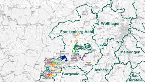 Reviergrenzen Forstamt Frankenberg -Vöhl
