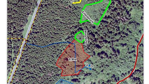 Karte mit der eingezeichneten Projektfläche 