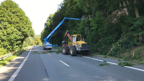 Verkehrsicherungsmaßnahme an einer Straße Verkehrsicherungsmaßnahme an einer Straße