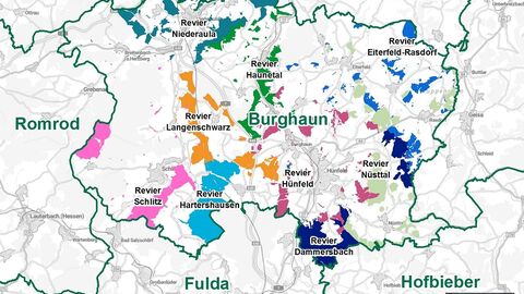 Reviergrenzen Forstamt Burghaun  Reviergrenzen Forstamt Burghaun