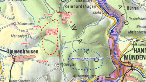 Eine Karte des Jagdgebietes