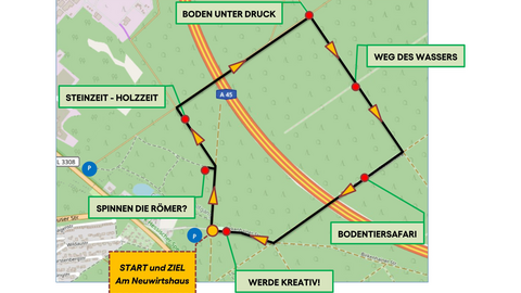 Parcours-Karte zum Familienwandertag in Hanau